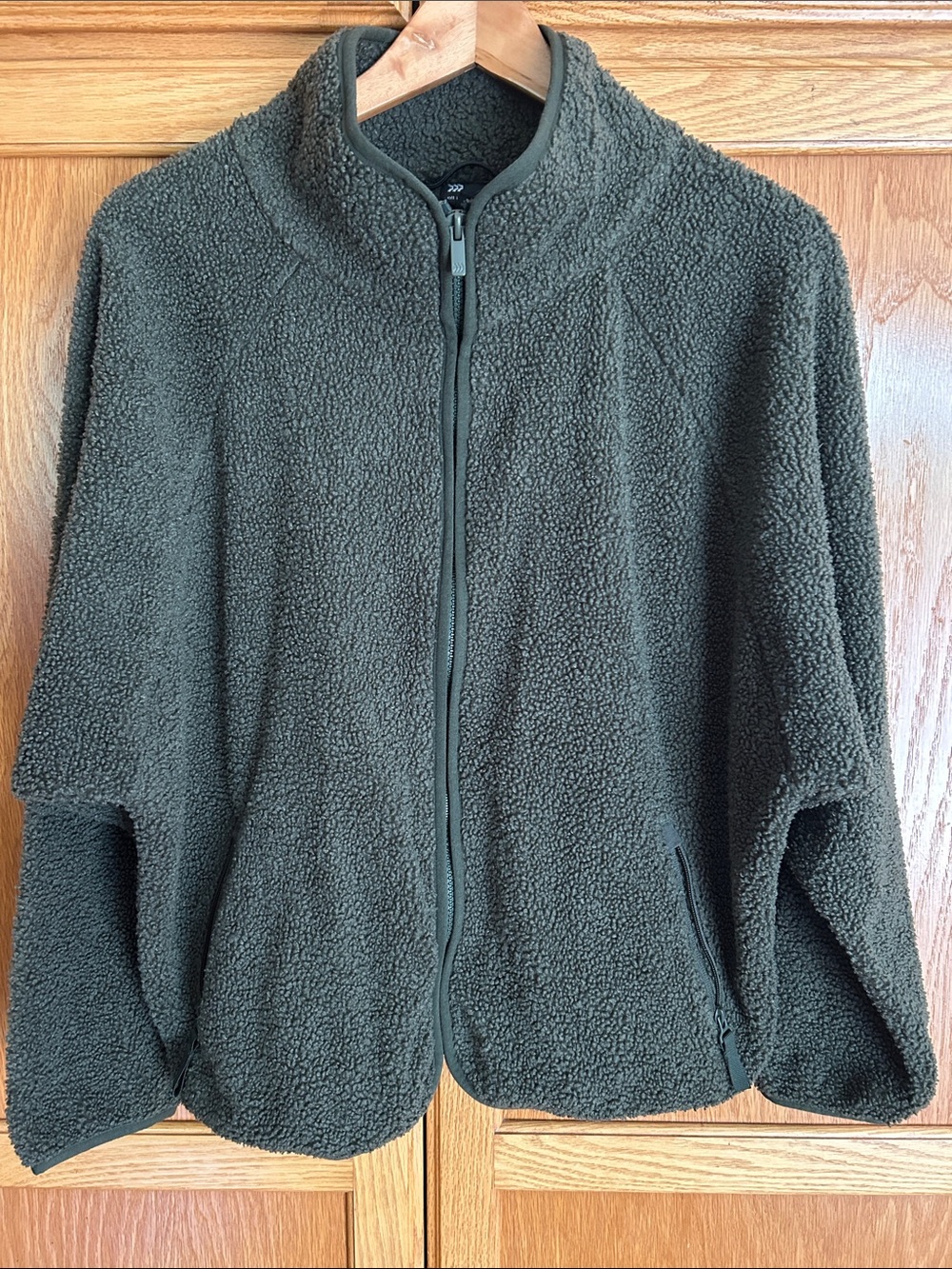 All In Motion Cozy Oversized Full-Zip Sherpa Jacket - Dark Olive Green